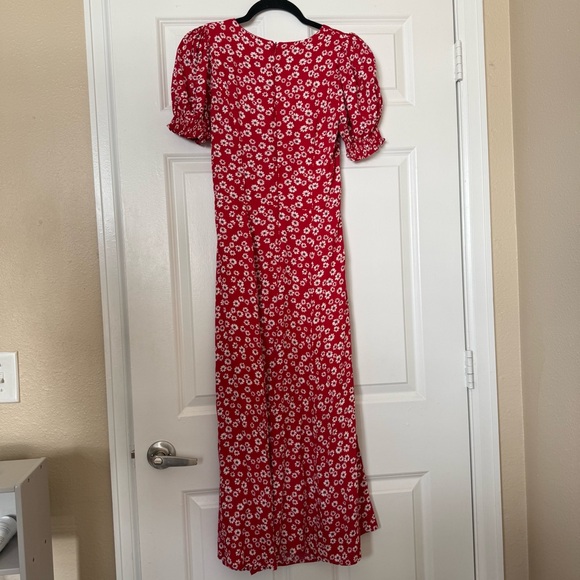 Reformation Lacey Red Midi Floral Dress Size 6 - Picture 5 of 16